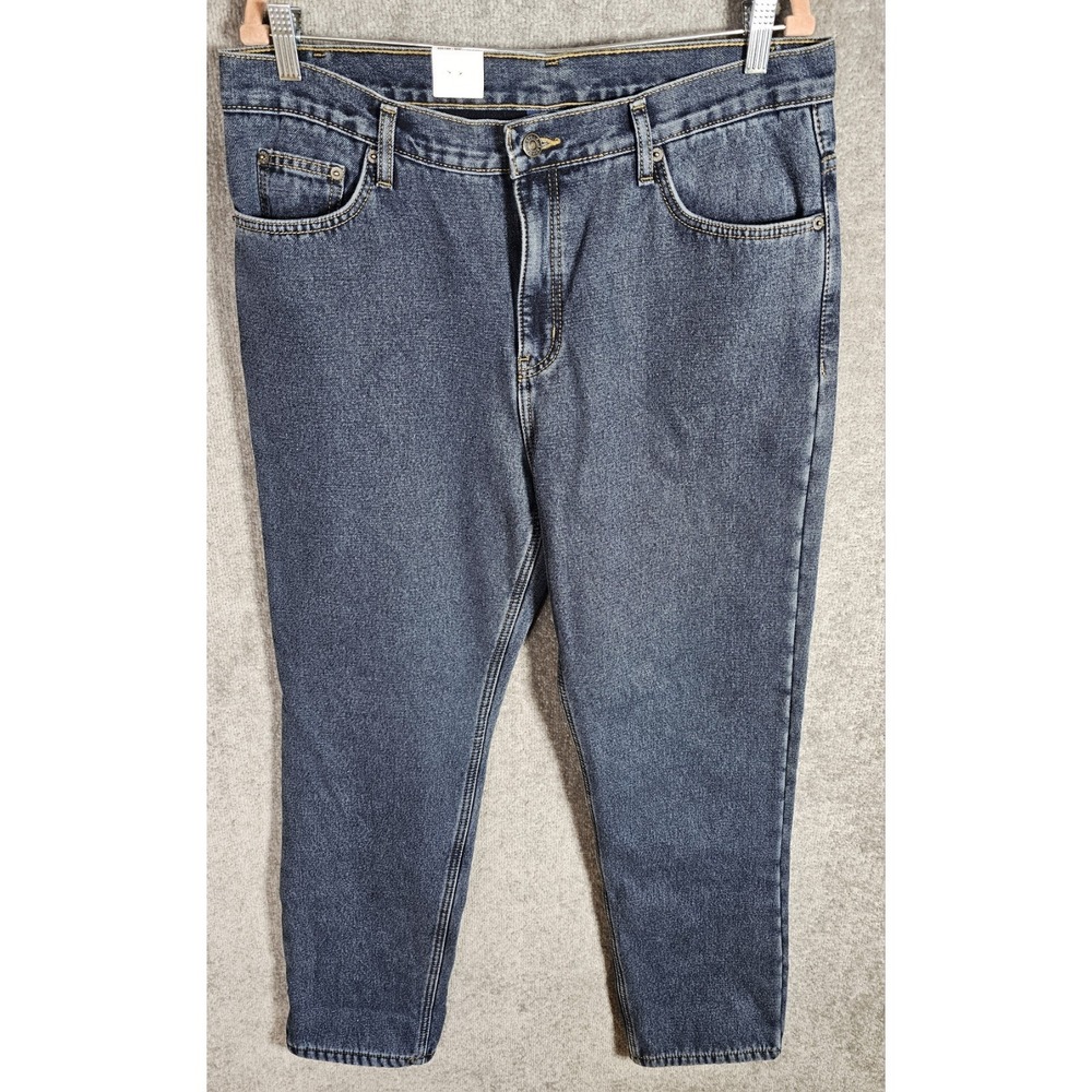 Full Blue Fleece Lined Jeans Womens Size 14 Relaxed Fit Straight Leg Pockets NWT